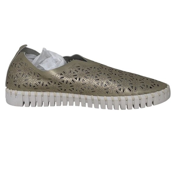 Ilse Jacobsen Hornbaek Women's Slip on Shoes Cut Out Floral Gold Size 41 - Picture 8 of 13